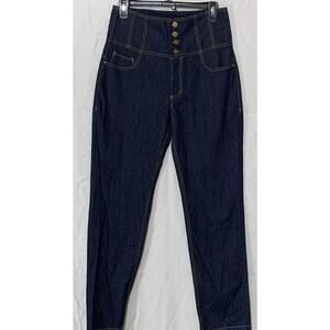 Unique Vintage High Waisted Straight Leg Jeans M 6-8 Dark Wash